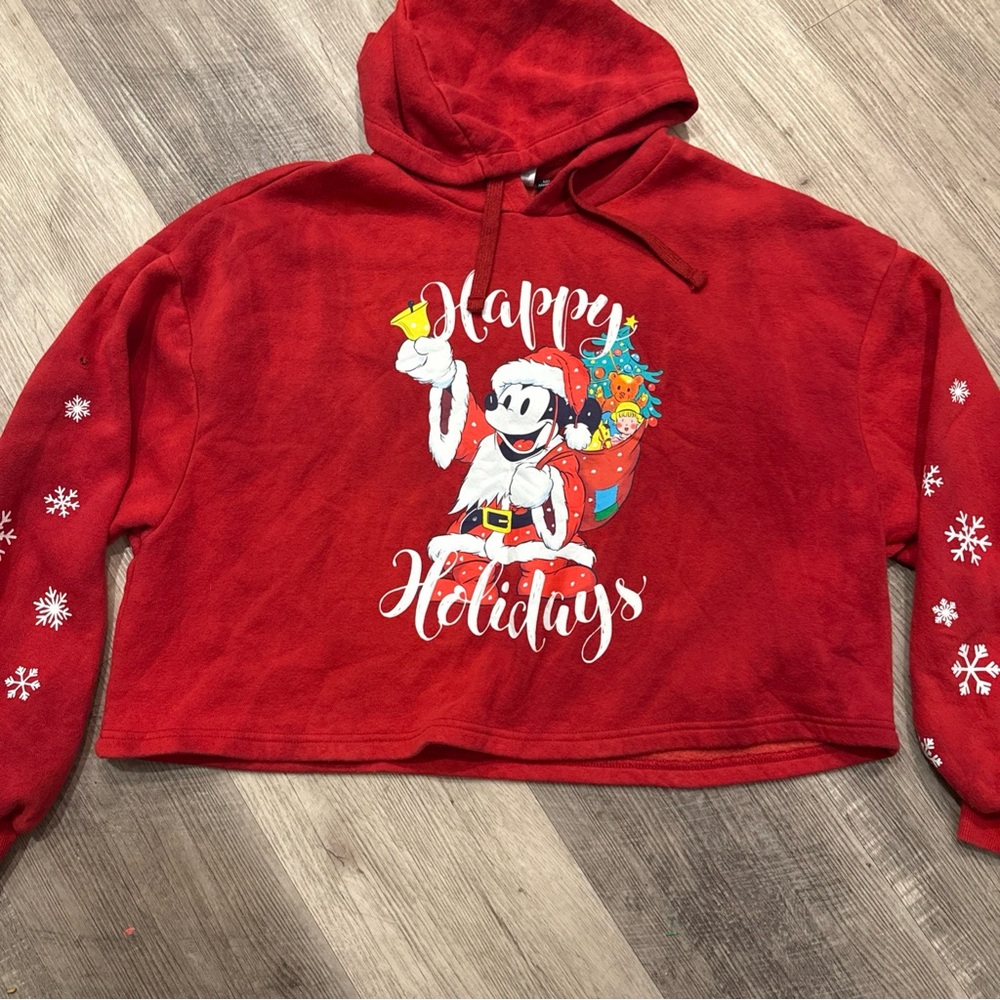 Disney Red Holiday Hoodie with Festive mickey